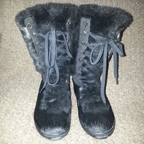 OSCAR SPORT-Italy-Apres Ski-Goat Fur and Fun Fur Boots-Black-Size 38-Near Mint - Picture 2 of 8